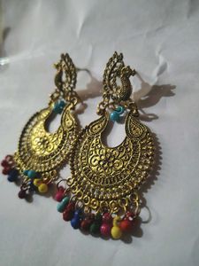 Gold Tone Peacock Earrings