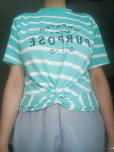 Blue Lining Knot Top