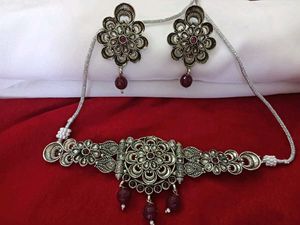 Oxidized Silver Floral Jewelry Set