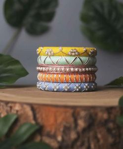 Colorful Pearl Bangles (Set of 5)