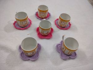 Crochet Handmade Flower And Heart Coasters