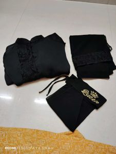 Black Front Open Abaya