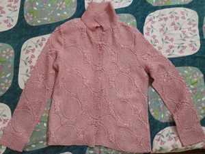 Shimmer Pink Stylish Self Designed Full Sleeved Shirt