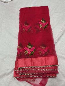 Red Embroidered Dupatta