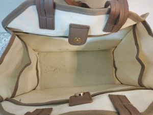 Canvas Tote Bag with Brown Trim
