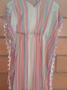 Striped Kaftan Cover-Up