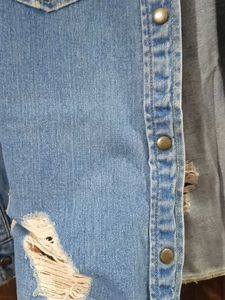 Distressed Denim Button-Down