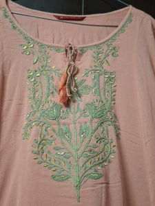 Peach Embroidered Anarkali Kurta
