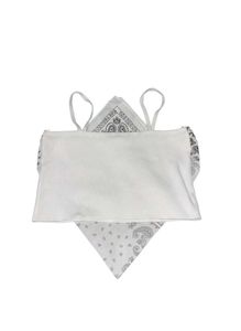 New Women’s White Bandana Print Spaghetti Strap Ha