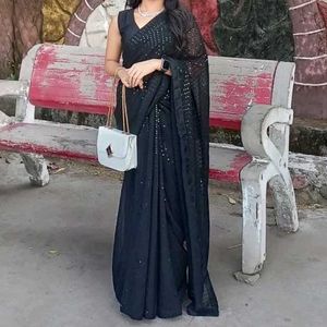Elegant Black Sequin Saree