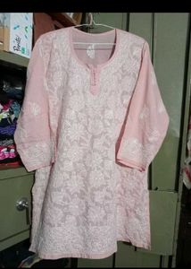 Pink Chikankari Short Kurti