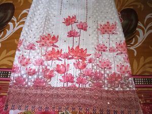 Floral Print White Kurti With Pant