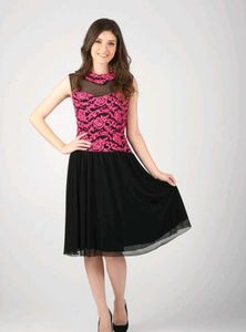 Pink &amp; Black Lace Dress/Midi