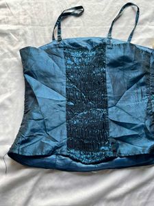 Elegant Teal Embellished Cami Top