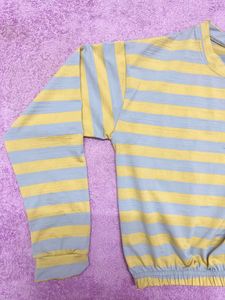 Yellow/Grey Stripped Crop Top