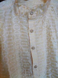 Chikankari Textured Full Yellow Kurta