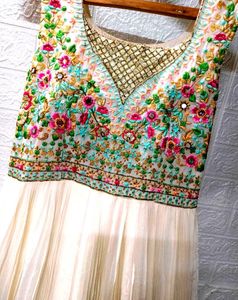 Price Drop!!! Heavy Embroidery White Anarkali Gown