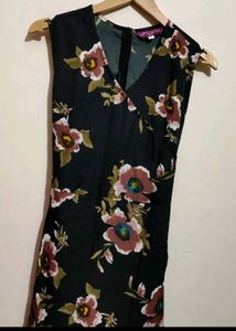 Black Dress Floral Print For 30 Bust
