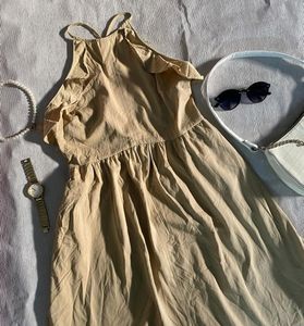 Khaki Summer Dress Backless