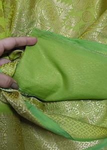 Lime Green Banarasi Silk Saree