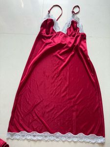 Silky Maroon Nighty Set