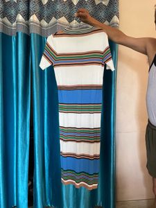 Striped Knit Midi Dress