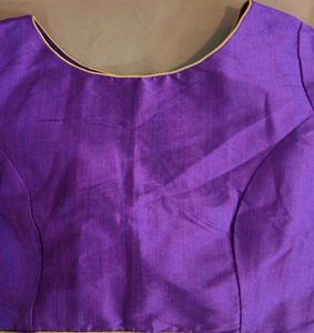 Purple &amp; Gold Readymade Saree Blouse