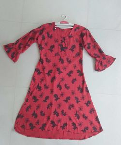 Floral Print Red Dress