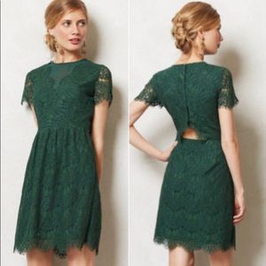 Emerald Green Lace Mini Dress