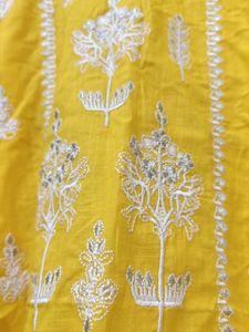 Yellow Embroidered Kurti