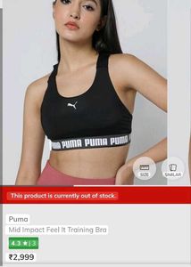 Puma Black Stylish Cross Back Gym Bra