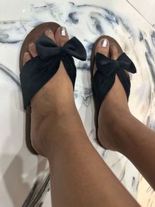 Black Bow Design Suede Flats