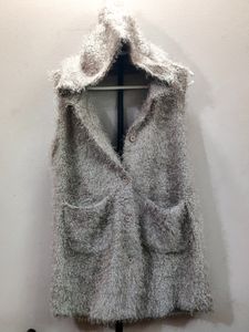 imported Sherpa Faux Fur Hooded Fleece Vest