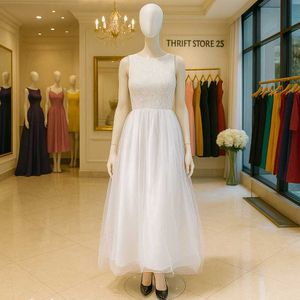 White Lace Top Tulle Dress