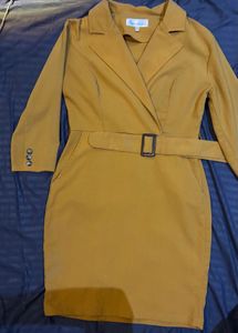 Mustard Blazer Style Mini Dress
