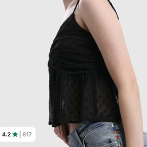 Casual sleeveless solid women black top