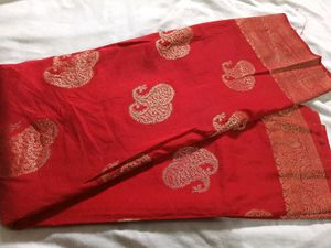 Red Paisley Saree