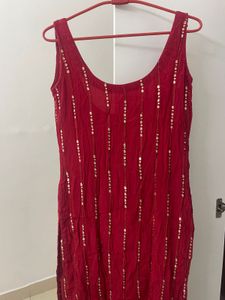 Red Embellished Kurta