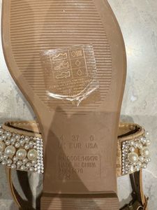 Beaded Rhinestone &amp; Pearls Flat Sandals 👡