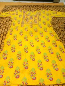 Yellow Floral Print Kurti xxl