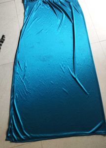 Teal Satin Maxi Skirt