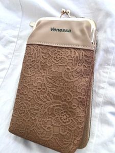 Brand New Venessa Tan Lace Clutch
