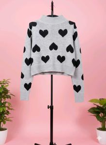 Cute Heart Print Pullover
