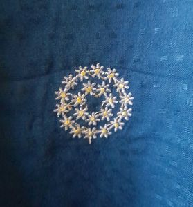 White Floral Printed Blue Kurti - Size L