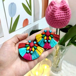 Multicolored Handmade Beaded Earrings🌺