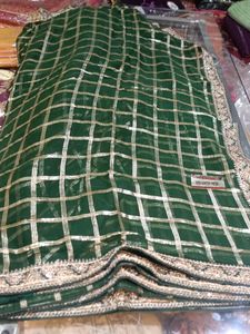 Green Checked Saree