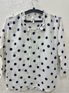 Polka Dot Shirt with Chinese Collar