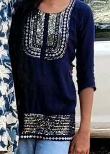 Embellished Blue Short Kurti