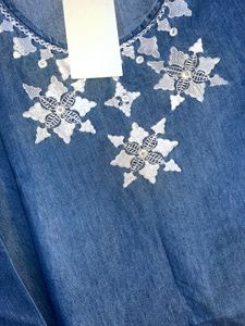 Denim Embroidered Kurta