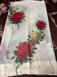 fix rate khaki colour flower print saree